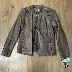 Fitted Look Faux Chestnut Leather Light/Medium weight Jacket